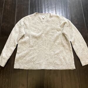 J.CREW Wool Blend Ribbed Crewneck Sweater Pullover Gray Womens Size L